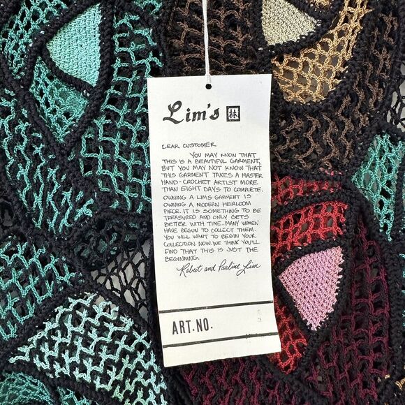 Lim’s 1980’s Vintage Hand Crocheted Jewel Tone Abstract Dress Large - Picture 4 of 6